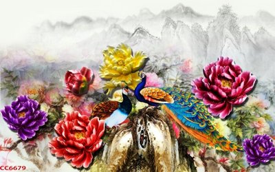 Tải file tranh gốc File gốc tranh chim công CC6679 chất lượng cao