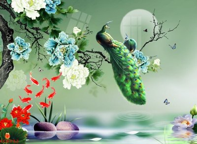 File tranh File gốc tranh chim công CC6732 (gốc) chủ đề động vật