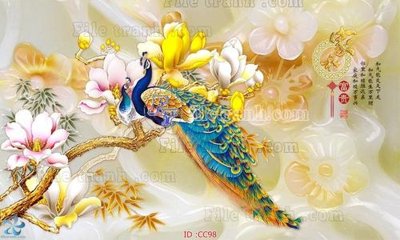 File gốc in mica File gốc tranh chim công CC98 chất lượng