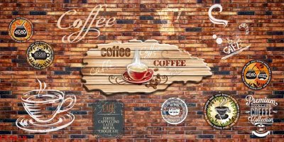 Tải file File tranh dán tường cà phê nhà hàng CF8618 (PSD) cho in tranh 3D