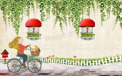 Tải file File tranh dán tường cà phê nhà hàng CF9097 (gốc) chủ đề hoa sen