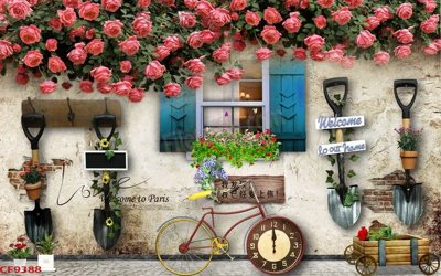 File gốc File tranh dán tường cà phê nhà hàng CF9388 (chủ đề hiện đại) trang trí