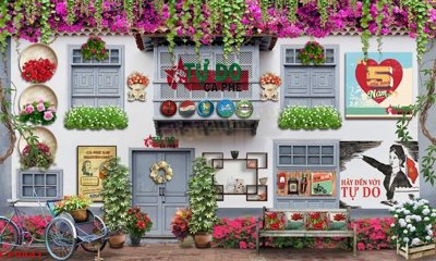 Chi tiết file ảnh File tranh dán tường cà phê nhà hàng CF9441 sắc nét