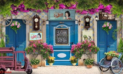 File gốc File tranh dán tường cà phê nhà hàng CF9444 (trang trí) cho phòng khách