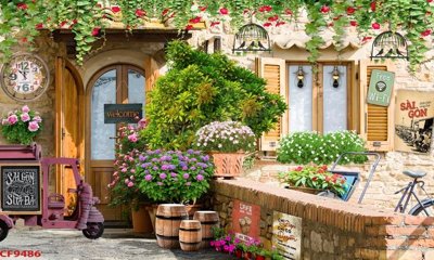 File tranh File tranh dán tường cà phê nhà hàng CF9486 (ảnh gốc) in trần 3D