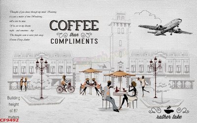 Tải về file tranh gốc File tranh dán tường cà phê nhà hàng CF9492 (để in quảng cáo)