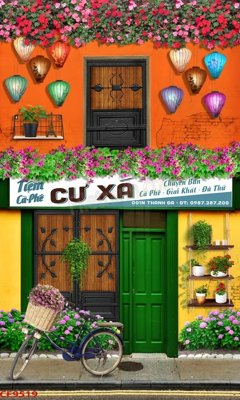 File gốc File tranh dán tường cà phê nhà hàng CF9519 (in tráng gương) sang trọng