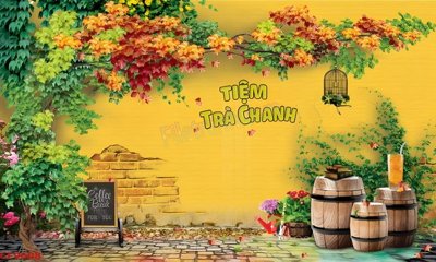 Tải file File tranh dán tường cà phê nhà hàng CF9608 (gốc) làm tranh trang trí