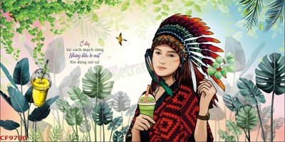 File PSD File tranh dán tường cà phê nhà hàng CF9700 (gốc) cho in quảng cáo