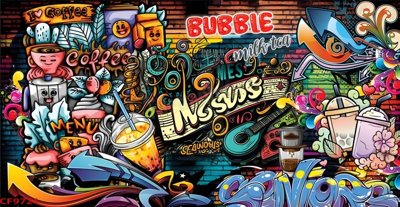 File gốc in ấn File tranh dán tường cà phê nhà hàng CF9721 chuẩn màu CMYK