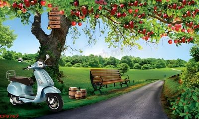 File tranh File tranh dán tường cà phê nhà hàng CF9767 (gốc) chủ đề tĩnh vật