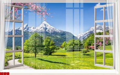 File in trần File tranh gốc cửa sổ 3D CS1010 (bản gốc 3D) sống động