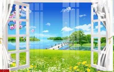 File tranh in trần File tranh gốc cửa sổ 3D CS1265 (ảnh gốc siêu nét)