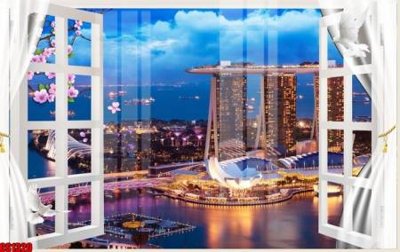 File in mica File tranh gốc cửa sổ 3D CS1320 (bản gốc) làm vách ngăn