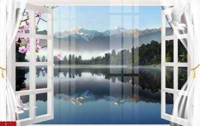 File in lụa File tranh gốc cửa sổ 3D CS1338 (phong cảnh) File tranh gốc cửa sổ 3D CS1338