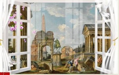 File in trần File tranh gốc cửa sổ 3D CS1360 (bản gốc) phong cảnh