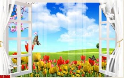 File ảnh File tranh gốc cửa sổ 3D CS1396 (gốc) trang trí khách sạn