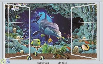 File tranh File gốc cửa sổ 3D CS14 (bản gốc) treo quán cafe