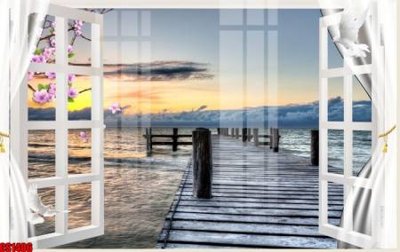 Ảnh gốc File tranh gốc cửa sổ 3D CS1406 (nét căng) in mica