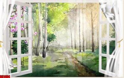 File gốc in ấn File tranh gốc cửa sổ 3D CS1464 độ phân giải cao