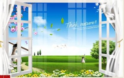 File tranh File tranh gốc cửa sổ 3D CS1635 (ảnh gốc) in trần nhà