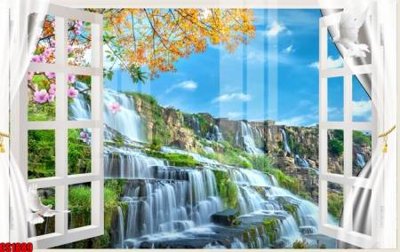 File in trần File tranh gốc cửa sổ 3D CS1889 (bản gốc) đại dương