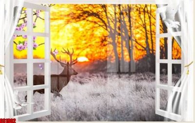 File gốc File tranh gốc cửa sổ 3D CS1902 (in lụa) tranh mã đáo