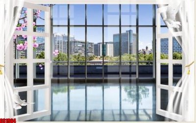 File gốc File tranh gốc cửa sổ 3D CS1964 (in lụa) hoa văn cổ điển