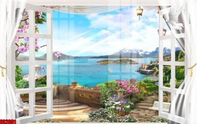 File tranh File tranh gốc cửa sổ 3D CS2091 (gốc) chủ đề thành phố