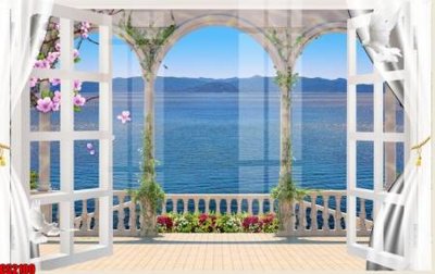 File tranh gốc in trần nhà File tranh gốc cửa sổ 3D CS2100 3D