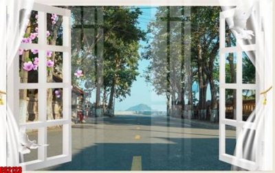 File ảnh File tranh gốc cửa sổ 3D CS2123 (gốc) cho trang trí nhà hàng
