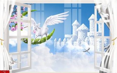 File tranh gốc in trần nhà File tranh gốc cửa sổ 3D CS2188 3D