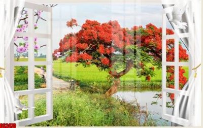 File gốc File tranh gốc cửa sổ 3D CS2470 (in lụa) tranh thuận buồm