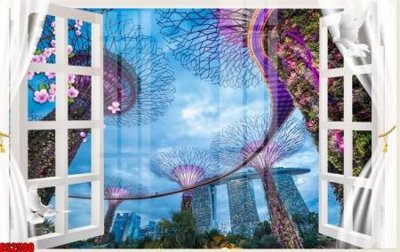 File gốc File tranh gốc cửa sổ 3D CS2500 (in lụa) họa tiết 3D