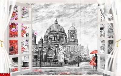 File tranh File tranh gốc cửa sổ 3D CS2604 (gốc) chủ đề thành phố