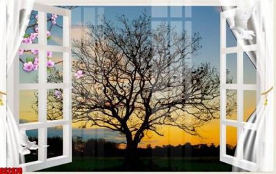 File tranh File tranh gốc cửa sổ 3D CS2678 (ảnh gốc) in trần nhà