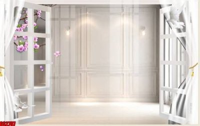 Hình ảnh file gốc in trần nhà File tranh gốc cửa sổ 3D CS2797