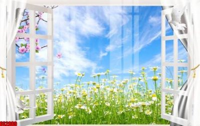 Hình ảnh file gốc in lụa File tranh gốc cửa sổ 3D CS2889