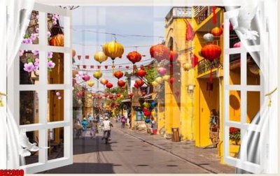 File gốc File tranh gốc cửa sổ 3D CS2900 (in lụa) hoa văn cổ điển