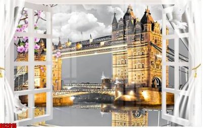 File tranh gốc in trần nhà File tranh gốc cửa sổ 3D CS2915 3D