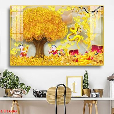 File PSD File tranh cây tiền tài lộc CT1000 (bản gốc) dễ dàng edit