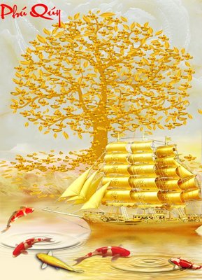 File PSD in ấn File tranh cây tiền tài lộc CT1694 (chất lượng cao)