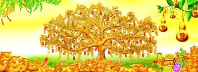 File in trần File tranh cây tiền tài lộc CT1737 (file gốc) hoa văn 3D