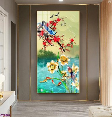 File gốc File tranh cây tiền tài lộc hoa đào tết CT2007 (in mica) làm bảng hiệu