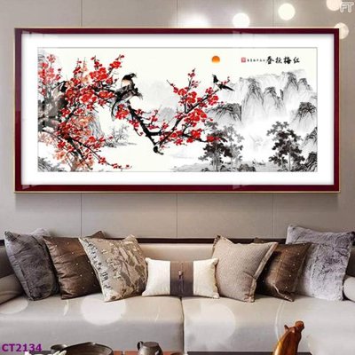 Tải file gốc File tranh cây tiền tài lộc hoa đào tết CT2134 (in khổ lớn) quảng cáo