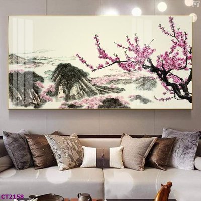 Chi tiết file ảnh File tranh cây tiền tài lộc hoa đào tết CT2158 sắc nét