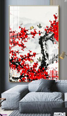 File gốc in ấn File tranh cây tiền tài lộc hoa đào tết CT2183 độ phân giải cao