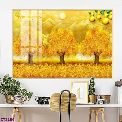 Tải file gốc File tranh cây tiền tài lộc hoa đào tết CT2186 (bản PSD) đầy đủ layer