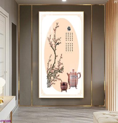 Download file File tranh cây tiền tài lộc hoa đào tết CT2205 (gốc) in mica ốp bếp