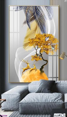 Tải file gốc File tranh cây tiền tài lộc hoa đào tết CT2259 (in khổ lớn) không mờ